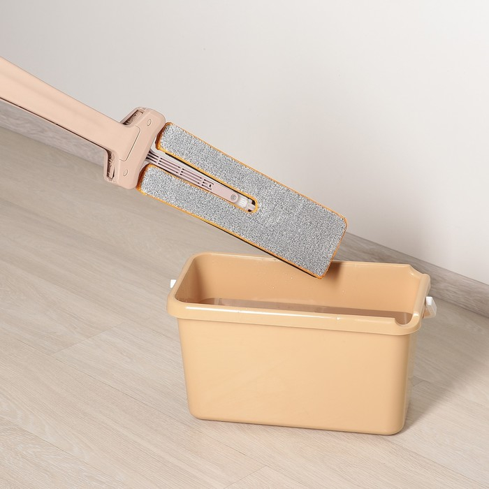 Швабра с отжимом Доляна, двусторонняя насадка из микрофибры 38&times;12 см, стальная ручка 134 см