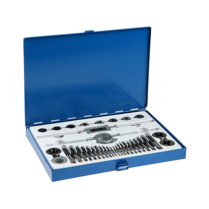 Набор метчиков и плашек ТУНДРА, М3 - М16, 36 предметов Набор метчиков и плашек ТУНДРА, М3 - М16, 36 предметов