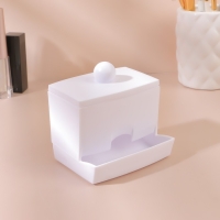 Органайзер для ватных палочек, с крышкой, 9 &times; 6,5 &times; 7,5 см, цвет белый