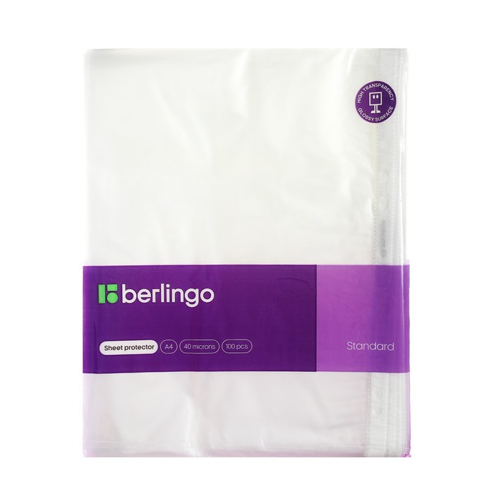Файл-вкладыш А4, 40 мкм, Berlingo, глянцевый, вертикальный, 100 штук Файл-вкладыш А4, 40 мкм, Berlingo, глянцевый, вертикальный, 100 штук
