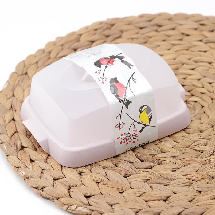 Маслёнка &laquo;Таира&raquo;, пластиковая, 16,5&times;12 см, цвет розовый