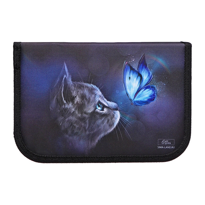 Пенал 3 секции, вкладка внутри, 140 х 210 х 40 мм, тканевый, Calligrata TOP Block Пенал 3 секции, вкладка внутри, 140 х 210 х 40 мм, тканевый, Calligrata TOP Block "Милый котик"