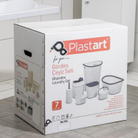 Набор для ванной комнаты, 7 предметов: корзина 4 шт, корзина для белья, ведро для мусора, ёрш, цвет белый Набор для ванной комнаты, 7 предметов: корзина 4 шт, корзина для белья, ведро для мусора, ёрш, цвет белый