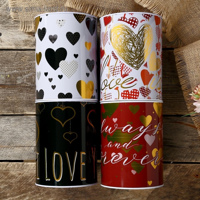 Копилка металл банка Копилка металл банка "Любовь" с золотом МИКС 16х12х12 см