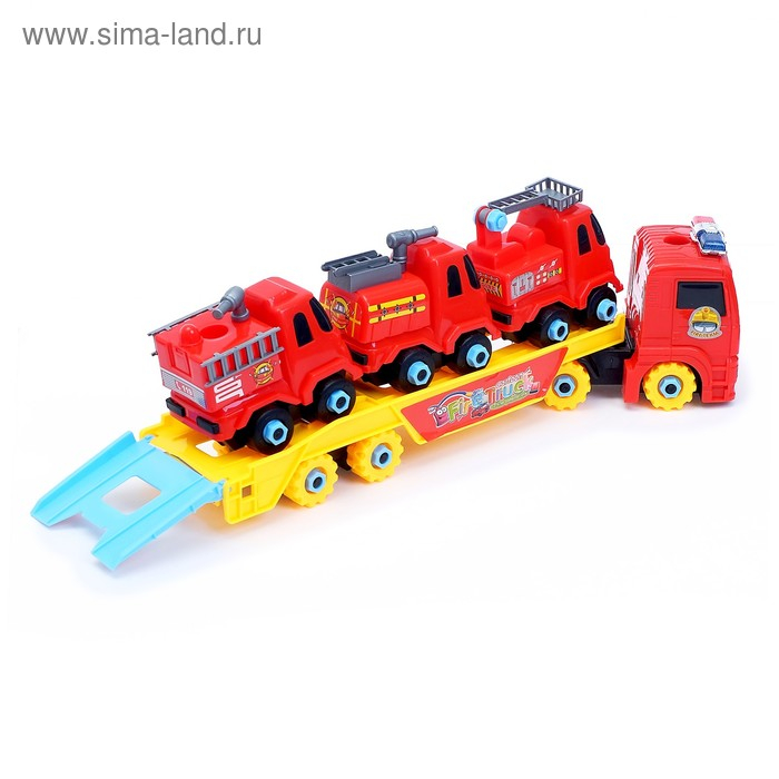 Конструктор винтовой &laquo;Пожарный автовоз&raquo;, с 3 машинками
