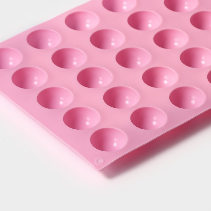 Форма для выпечки Доляна &laquo;Полусферы&raquo;, силикон, 30&times;17,5 см, 35 ячеек (d=2,5), цвет МИКС