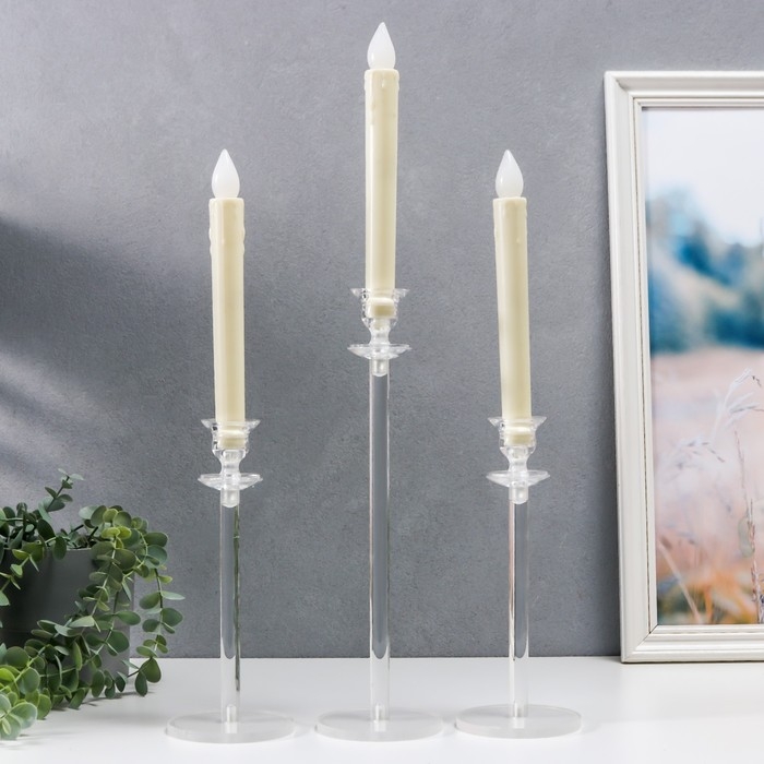 Подсвечник акрил Подсвечник акрил "Прозрачность" набор 3 шт 44х10х10 50х10х10 55х10х10 см