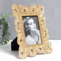 Фоторамка полистоун 10х15 см "Кружевные листья" золото 19х25,5 см