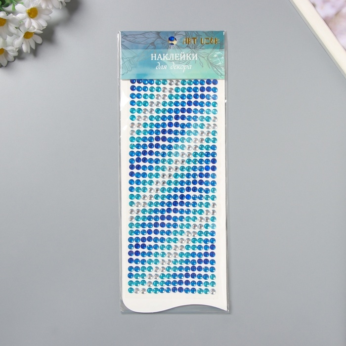 Наклейка пластик стразы Наклейка пластик стразы "Градиент сине-голубого" 30х10,5 см