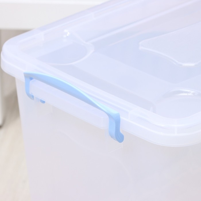 Контейнер для хранения с крышкой RICCO, 35 л, 50&times;31&times;28 см, на колёсах, прозрачный