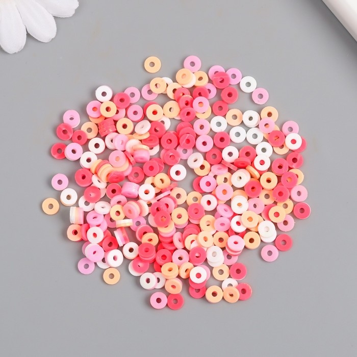 Бусины для творчества PVC "Колечки. Перламутр. Розовый закат" набор &asymp; 330 шт 0,1х0,6х0,6 см   989737