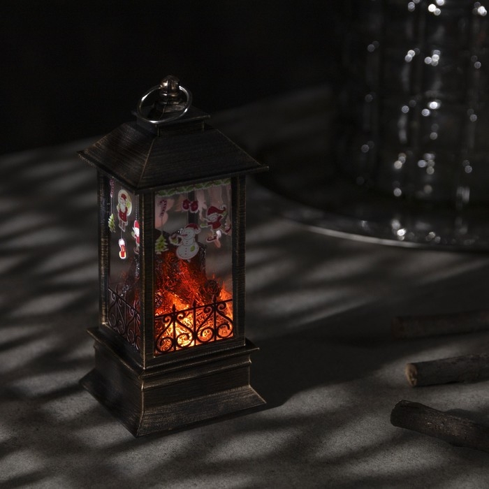 Светодиодная фигура &laquo;Камин с гирляндой&raquo; 5.5 &times; 13 &times; 5.5 см, пластик, батарейки AG13х3 (в комплекте), свечение тёплое белое