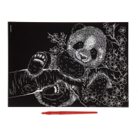 Гравюра &laquo;Панда&raquo; с металлическим эффектом &laquo;серебро&raquo; А4