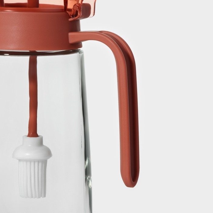 Бутылка стеклянная для масла с кисточкой Доляна &laquo;Коралл&raquo;, 600 мл, 8,5&times;7&times;18 см