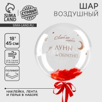 Воздушный шар полимерный 18", «Страстное послание», с перьями, наклейки Воздушный шар полимерный 18", «Страстное послание», с перьями, наклейки