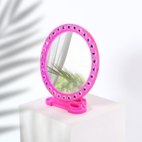 Зеркало настольное, зеркальная поверхность d = 12 см, фасовка 10 шт, цвет розовый