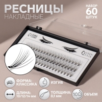 Набор накладных ресниц &laquo;Классика&raquo;, пучки, 10, 12, 14 мм, толщина 0,1 мм, изгиб C, 10 D