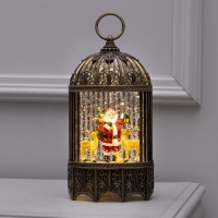 Светодиодная фигура &laquo;Фонарь с Дедом Морозом и оленями&raquo; 13 &times; 25.5 &times; 8 см, пластик, батарейки ААх3 (не в комплекте), USB, свечение тёплое белое