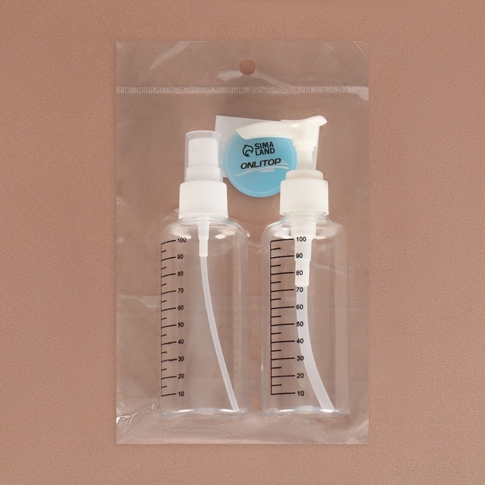 Набор для хранения, 2 предмета, со шкалой деления, 100 мл, цвет белый/прозрачный Набор для хранения, 2 предмета, со шкалой деления, 100 мл, цвет белый/прозрачный