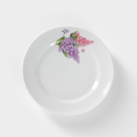 Тарелка фарфоровая &laquo;Сирень&raquo;, d=17 см, белая