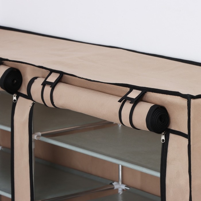 Полка для обуви с чехлом LaDо́m, двойная, 6 уровней, 118&times;30&times;108 см, цвет бежевый