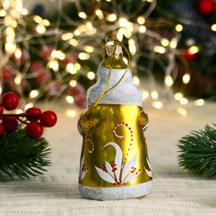 Ёлочная игрушка Ёлочная игрушка "Дед Мороз" снежинки, 12 см ручная роспись, золото