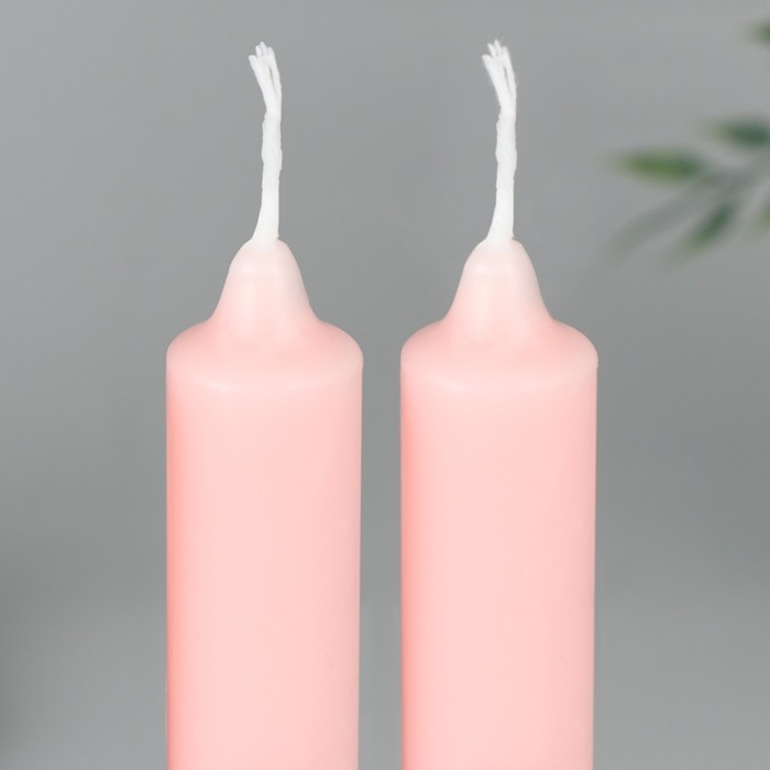 Свечи высокие с нанесением &laquo;Светлой Пасхи!&raquo;, 2 шт., розовые, 19 х 2,1 см.