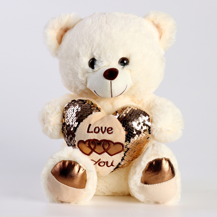 Мягкая игрушка «Мишка» с сердцем, 30 см, цвет светлый Мягкая игрушка «Мишка» с сердцем, 30 см, цвет светлый