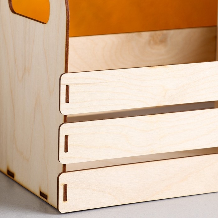 Кашпо деревянное 25&times;15&times;20 см "Кармен", ручки вырезы боковые, натуральный Дарим Красиво