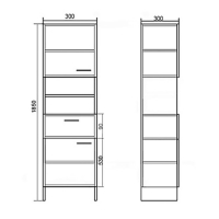 Пенал для ванной комнаты,  Белый/Дуб сонома, 30 х 30 х 185 см