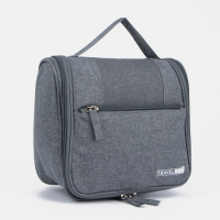 Косметичка-несессер на молнии, с крючком, наружный карман, цвет серый Косметичка-несессер на молнии, с крючком, наружный карман, цвет серый