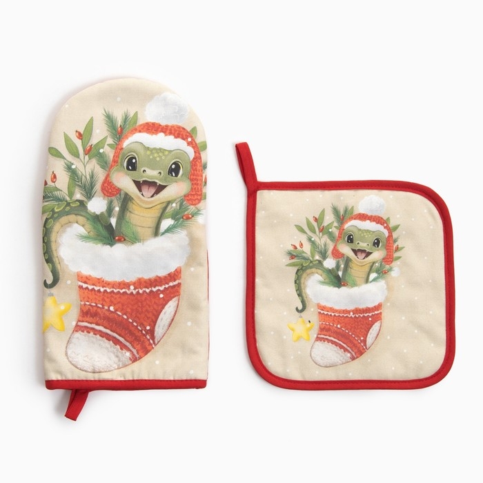 Набор кух. Этель Surprise варежка 15х28см, прихватка 19х19см,100%хл