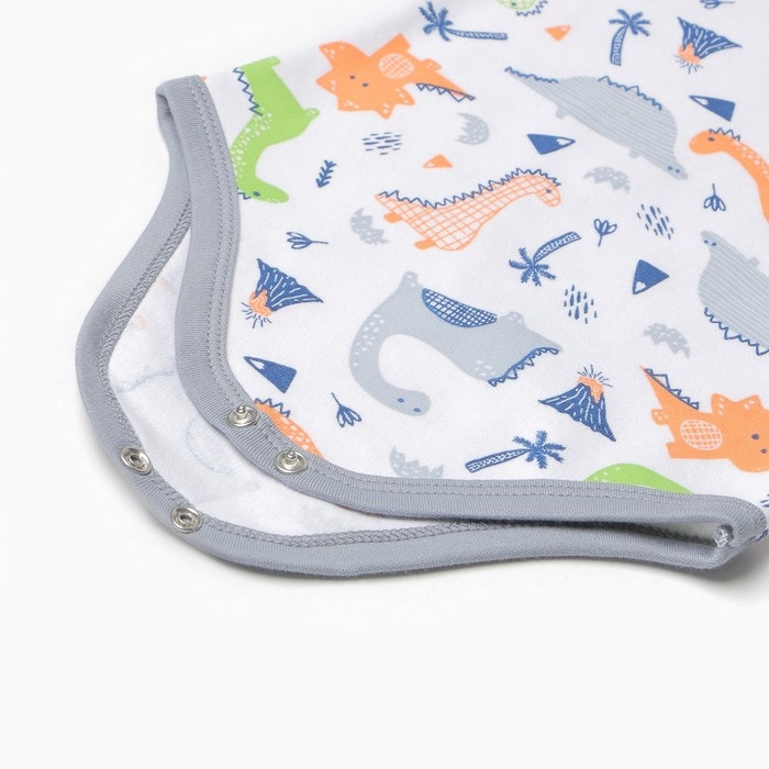 Боди детский, цвет белый/динозавры, рост 62 см