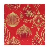 Новогодние салфетки бумажные Home Collection &laquo;Золотые украшения на красном&raquo;, 3 слоя, 33х33 см, 20 шт