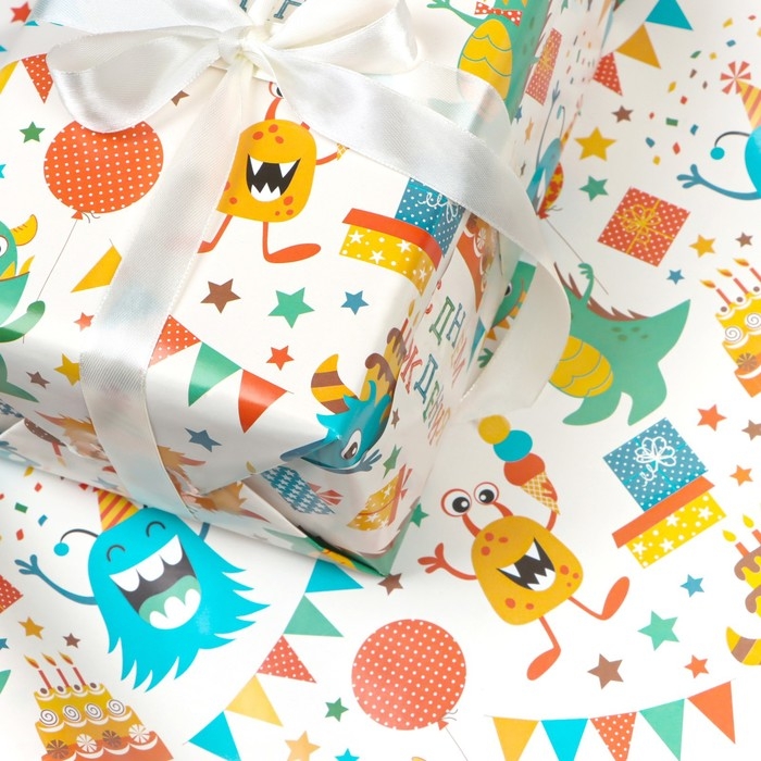 Бумага упаковочная глянцевая «Динозаврик», 70 × 100 см , 1 шт. Бумага упаковочная глянцевая «Динозаврик», 70 × 100 см , 1 шт.