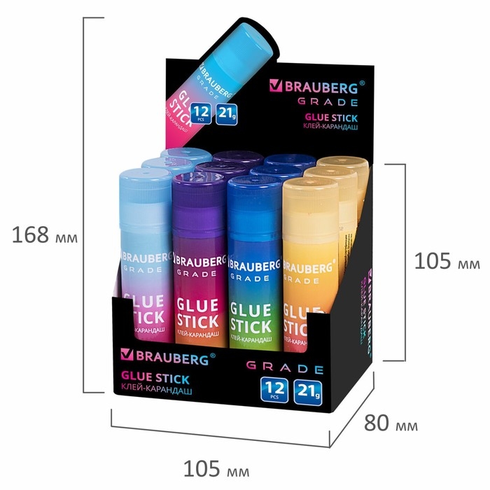 Клей-карандаш PVP 21г BRAUBERG GRADE, в градиентном корпусе, ассорти 271247 Клей-карандаш PVP 21г BRAUBERG GRADE, в градиентном корпусе, ассорти 271247