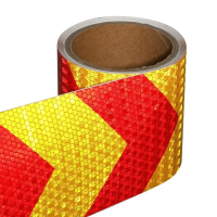 Светоотражающая лента, самоклеящаяся, красно-желтая, 10 см х 5 м Светоотражающая лента, самоклеящаяся, красно-желтая, 10 см х 5 м