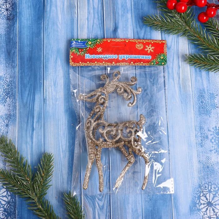 Украшение ёлочное Украшение ёлочное "Олень узорный блеск" 7х15 см, микс