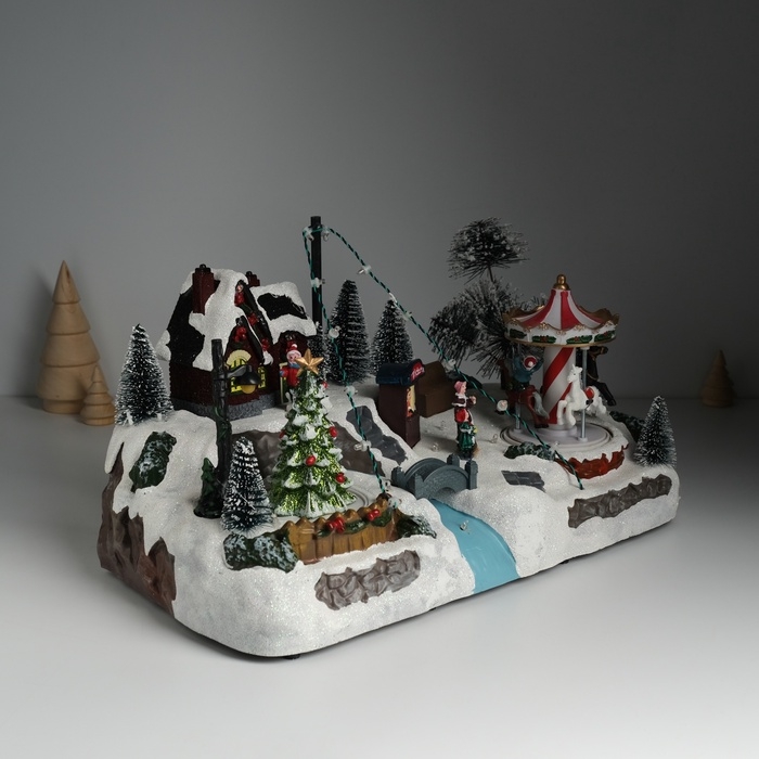 Сувенир пластик световой Сувенир пластик световой "Карусель у ёлочки" крутится 35х20х19 см