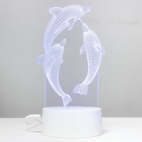 Светильник сенсорный "Дельфины" LED 7 цветов USB/от батареек белый RISALUX