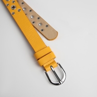 Ремень женский, ширина 2.3 см, люверсы, пряжка металл, цвет жёлтый Ремень женский, ширина 2.3 см, люверсы, пряжка металл, цвет жёлтый
