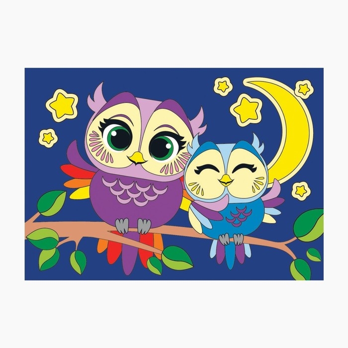 Картина по номерам для детей &laquo;Совушки&raquo;, 20 х 28,5 см
