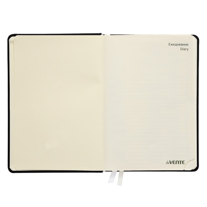 Ежедневник недатированный A5, 160 листов, deVENTE. Be happy!, твёрдая обложка из искусственной кожи с поролоном, кремовый блок 70 г/м2, чёрный