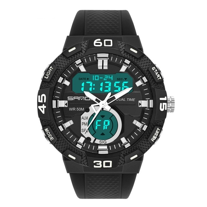 Часы наручные электронные, d-4.9 см, будильник, каледарь, ремешок силикон, черные Часы наручные электронные, d-4.9 см, будильник, каледарь, ремешок силикон, черные