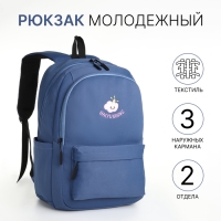 Рюкзак школьный из текстиля на молнии, 2 отдела, 3 кармана, цвет синий Рюкзак школьный из текстиля на молнии, 2 отдела, 3 кармана, цвет синий