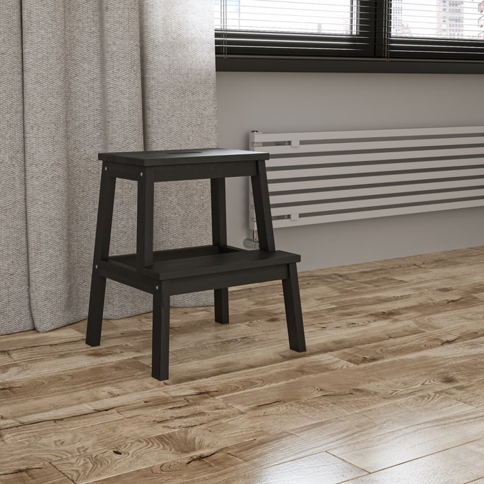 Стул-стремянка, Чёрная  430х390х500, Массив берёзы