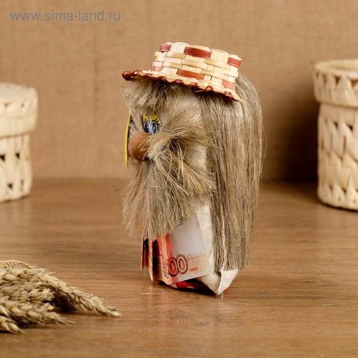 Оберег &laquo;Домовой Кузя с рублями&raquo;, 16-18 см, микс