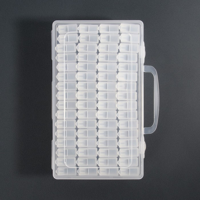 Набор баночек для декора, 64 шт, в органайзере, 14 мл, 22,3 &times; 13 &times; 5,5 см, с наклейками, цвет прозрачный