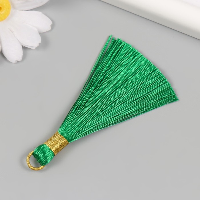 Декор для творчества текстиль "Кисть. Оливия" зелёный набор 2 шт 8х1,2 см