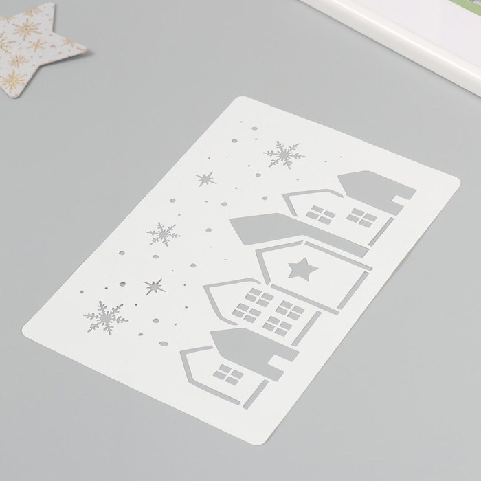 Трафарет пластиковый "Пряничные домики", размер 16х24 см